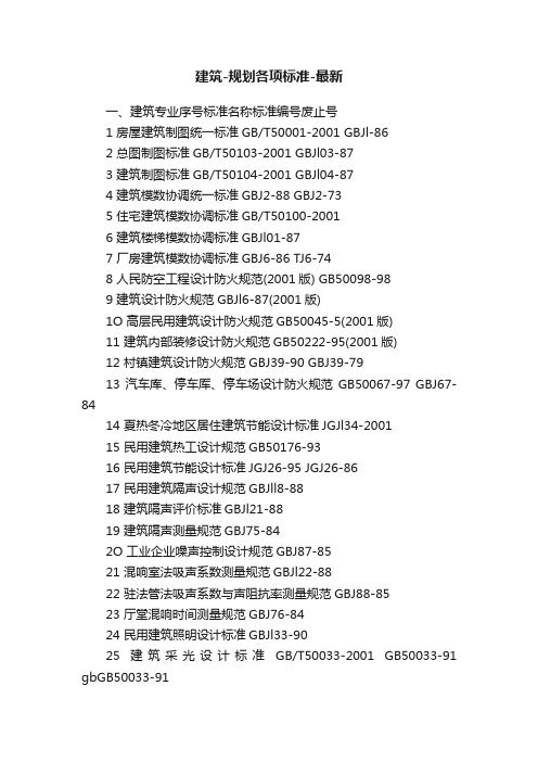 建筑-规划各项标准-最新