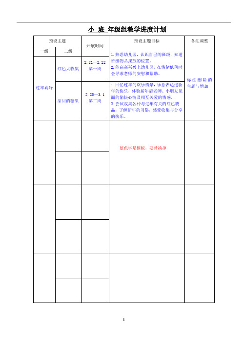 幼儿园年级组教学进度表