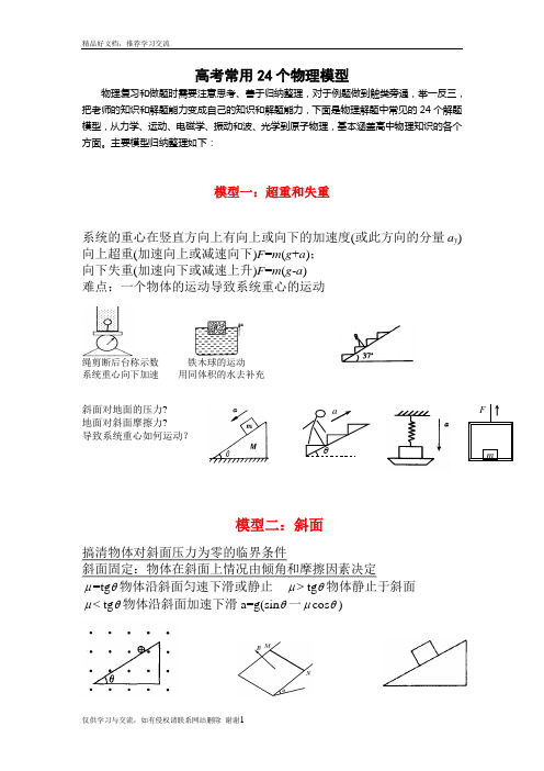 最新高考常用24个物理模型