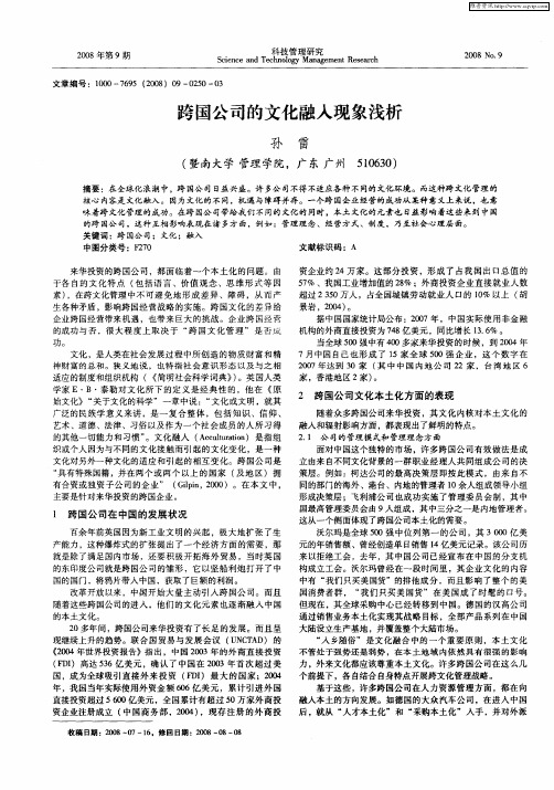 跨国公司的文化融入现象浅析