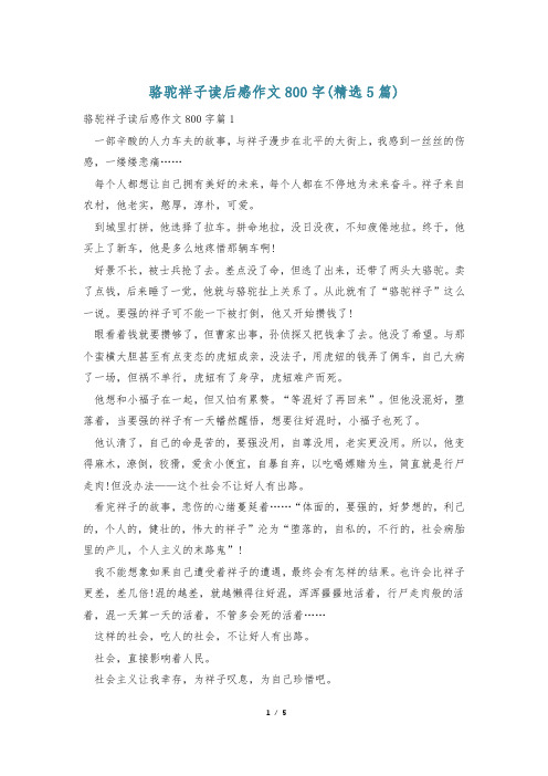 骆驼祥子读后感作文800字(精选5篇)