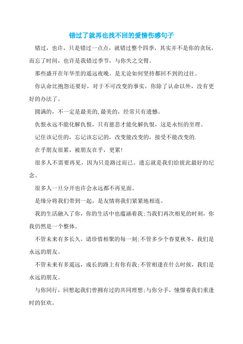 错过了就再也找不回的爱情伤感句子