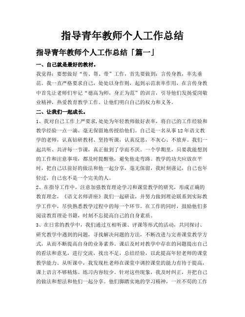 指导青年教师个人工作总结