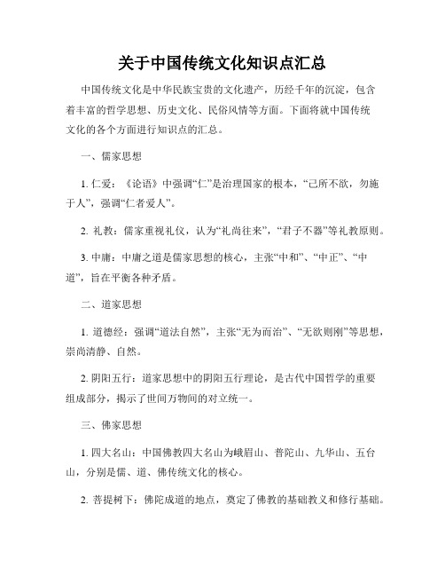 关于中国传统文化知识点汇总