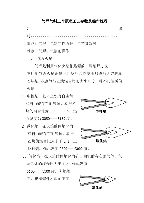 气焊气割工作原理工艺参数及操作规程