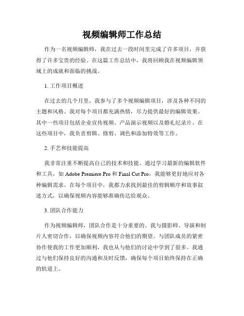 视频编辑师工作总结