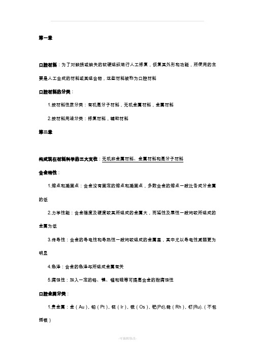 口腔材料学知识点