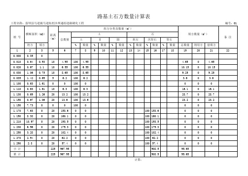 路基土石方数量计算表