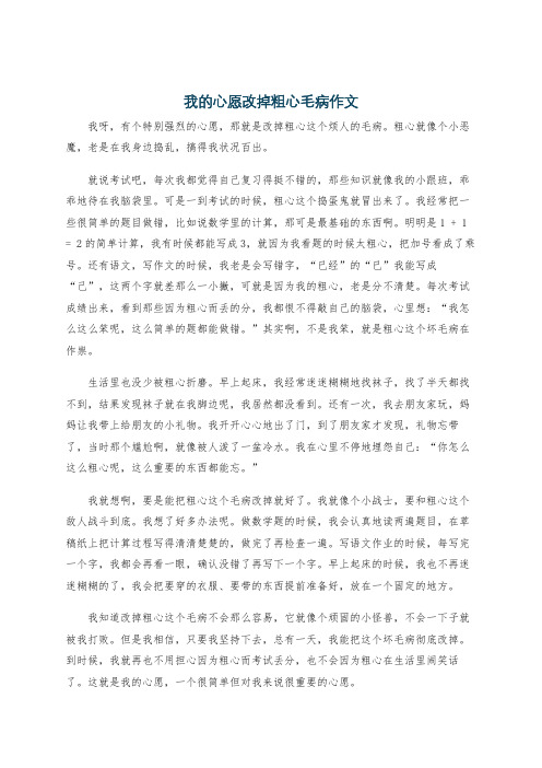 我的心愿改掉粗心毛病作文