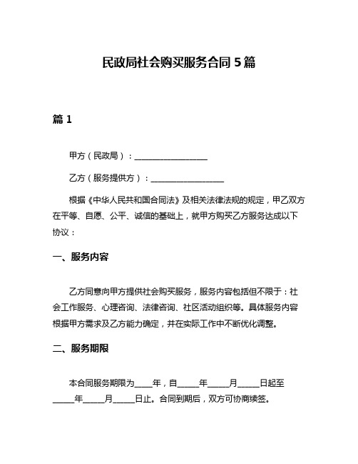 民政局社会购买服务合同5篇