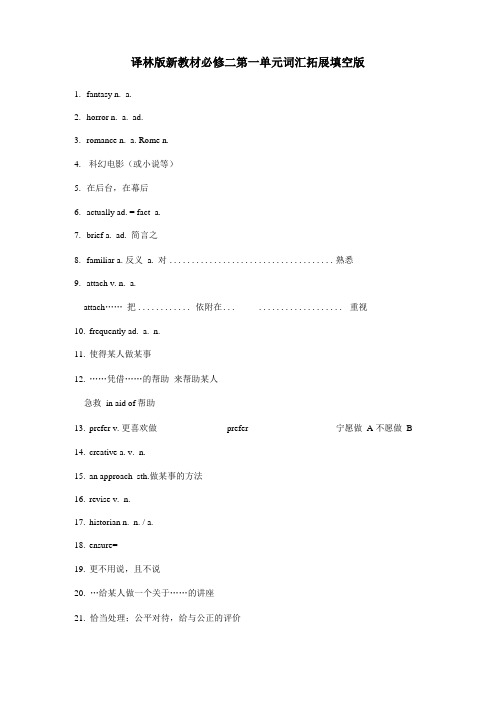 高中英语Unit1单词拓展和基础知识检测【新教材】牛津译林版必修二含答案