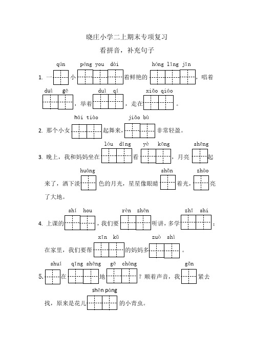 部编版二上语文期末专项复习(看拼音,写句子)