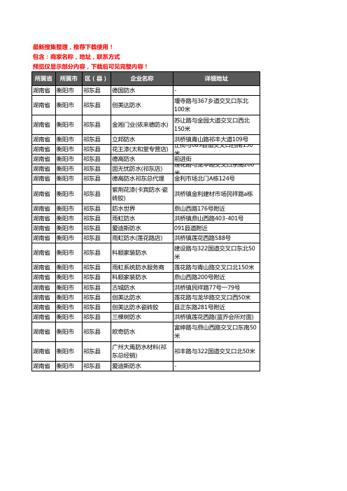 新版湖南省衡阳市祁东县防水企业公司商家户名录单联系方式地址大全23家