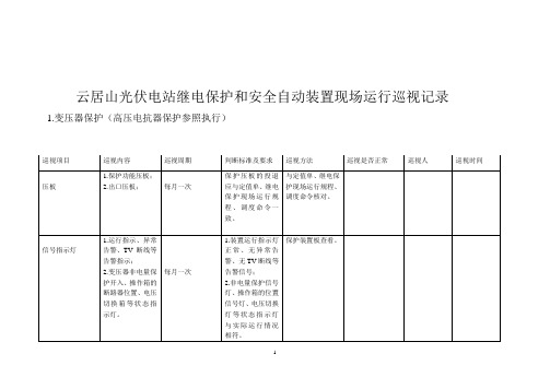 继电保护和安全自动装置现场运行巡视记录资料