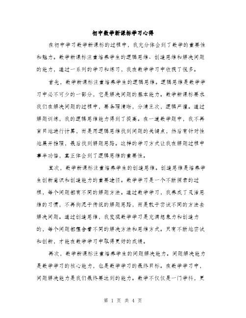 初中数学新课标学习心得（2篇）