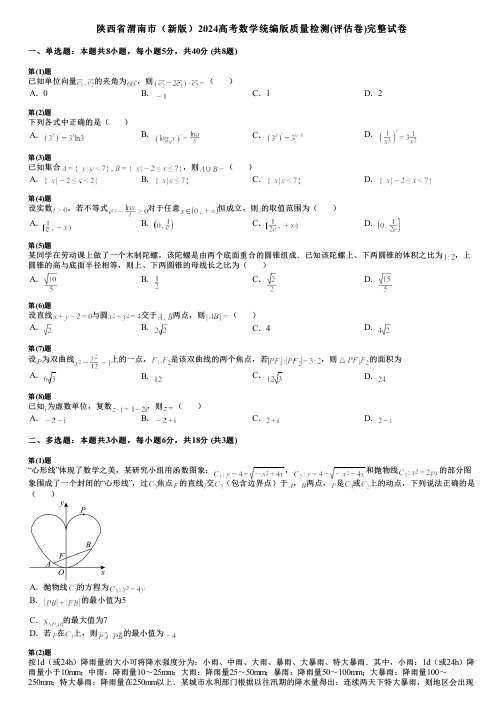 陕西省渭南市(新版)2024高考数学统编版质量检测(评估卷)完整试卷