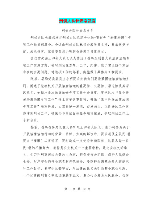 刑侦大队长表态发言