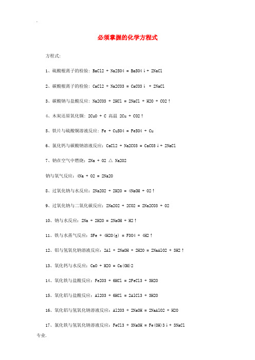 2013高考化学 秒杀必备 必须掌握的化学方程式