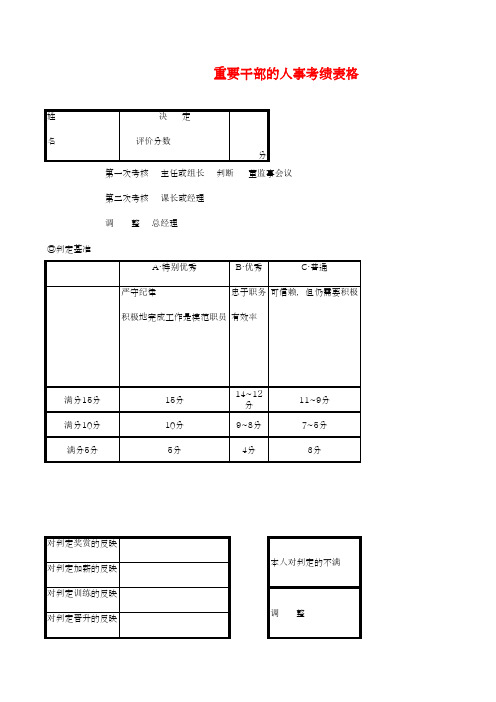 重要干部的人事考核表格