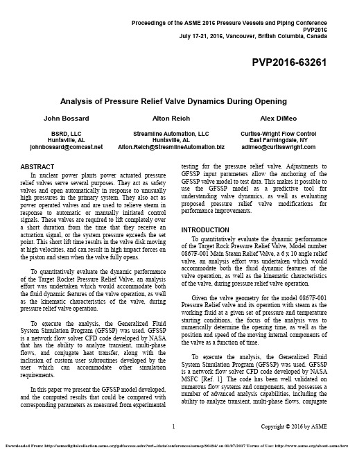 Analysis of Pressure Relief Valve Dynamics During Opening