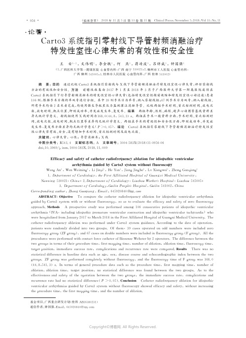 Carto3系统指引零射线下导管射频消融治疗特发性室性心律失常的有效性和安全性