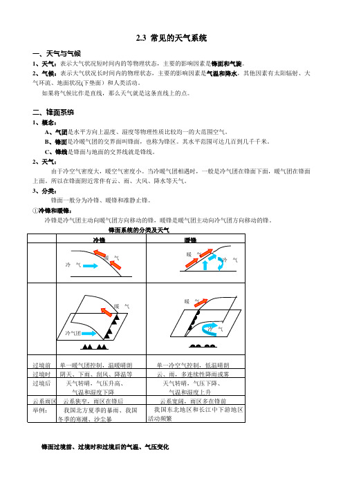 2.3 常见的天气系统