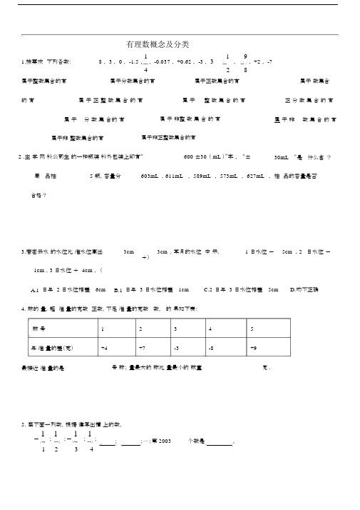 (完整word版)有理数的概念及分类的练习题.docx