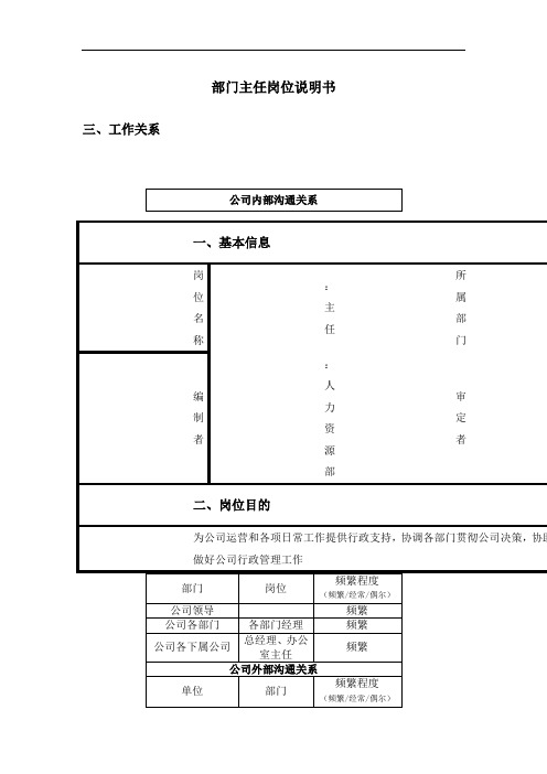 总经办主任岗位职责