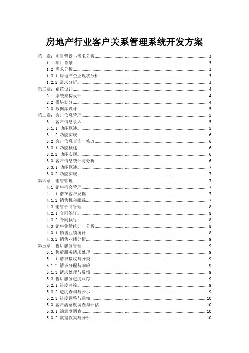 房地产行业客户关系管理系统开发方案