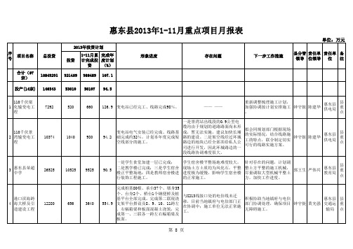 重点项目月报表