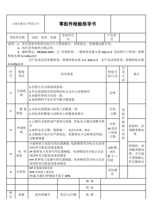 电阻、电容、电感检验规范