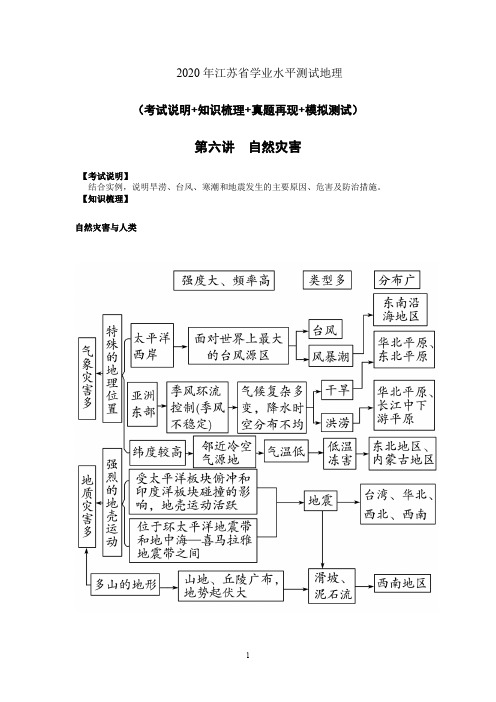 2020年江苏省学业水平测试地理(考试说明+知识梳理+真题再现+模拟测试)6自然灾害
