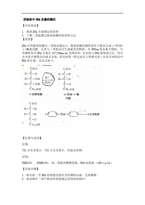 生化实验 肝组织中DNA含量的测定新