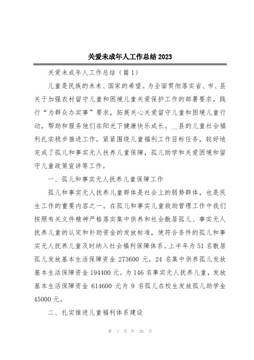 关爱未成年人工作总结2023