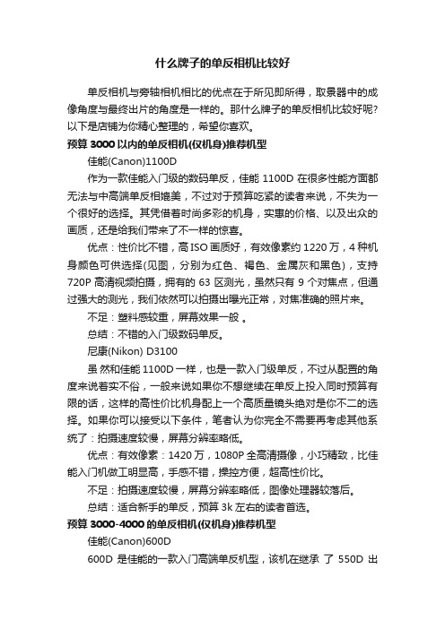 什么牌子的单反相机比较好