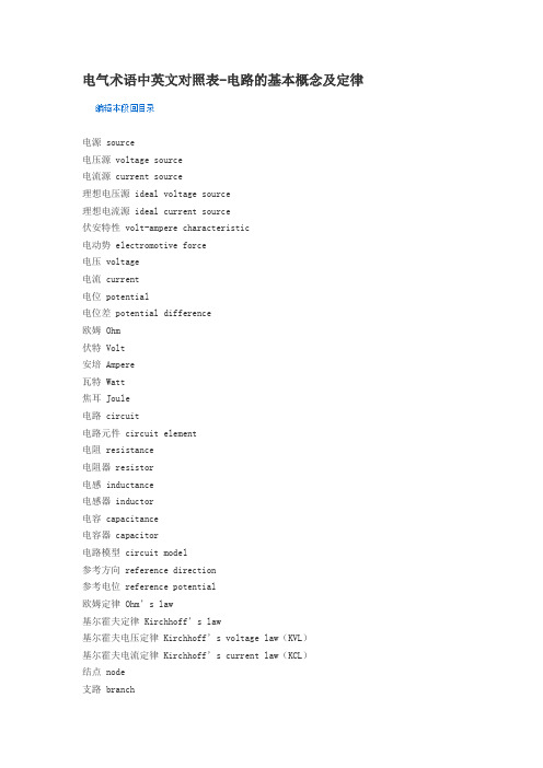 电气术语中英文对照表-摘抄