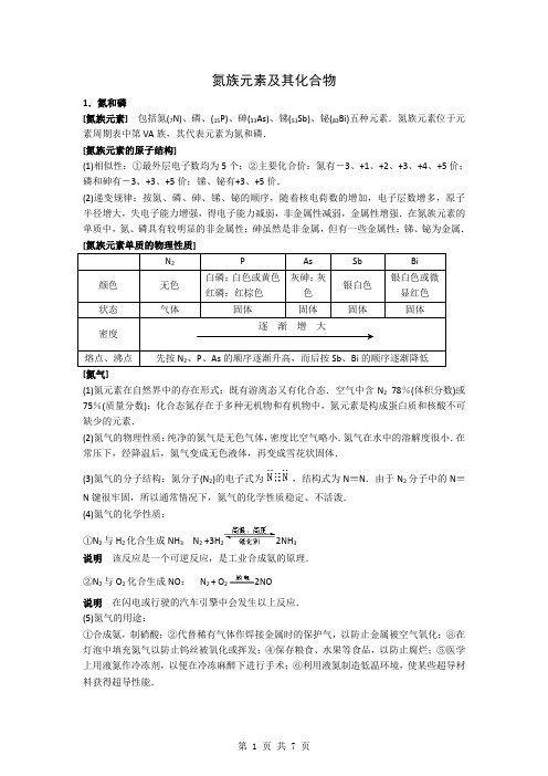 高中化学氮族元素知识点