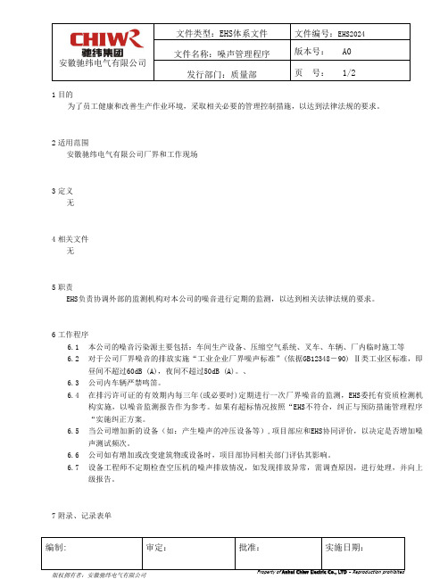 EHS2024 噪声管理程序