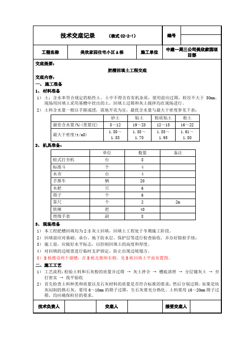 回填土交底表格