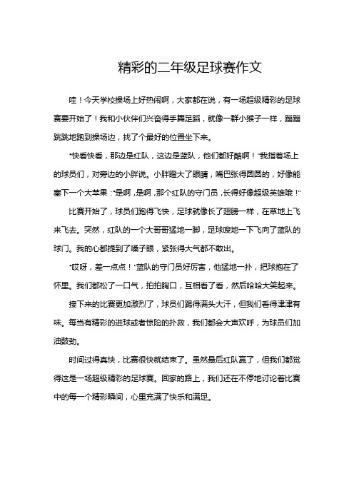 精彩的二年级足球赛作文