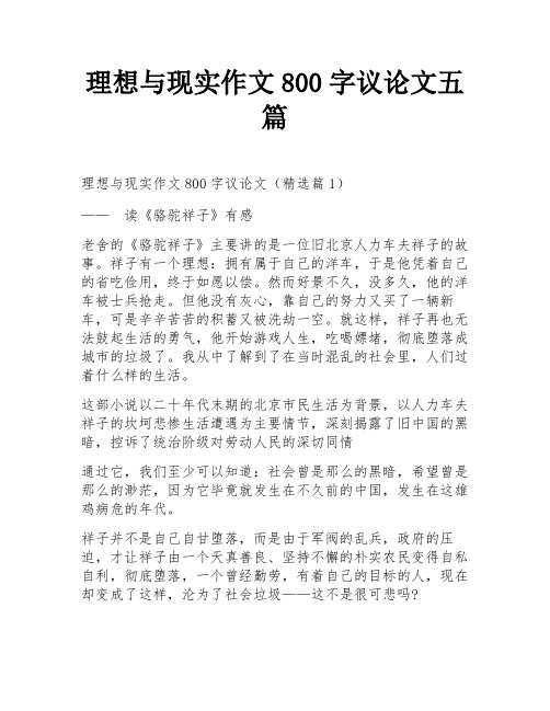 理想与现实作文800字议论文五篇