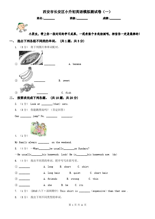 西安市长安区小升初英语模拟测试卷(一)