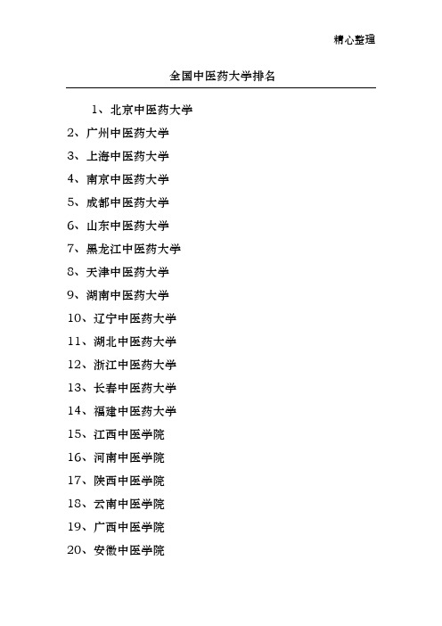 全国中医药大学排名
