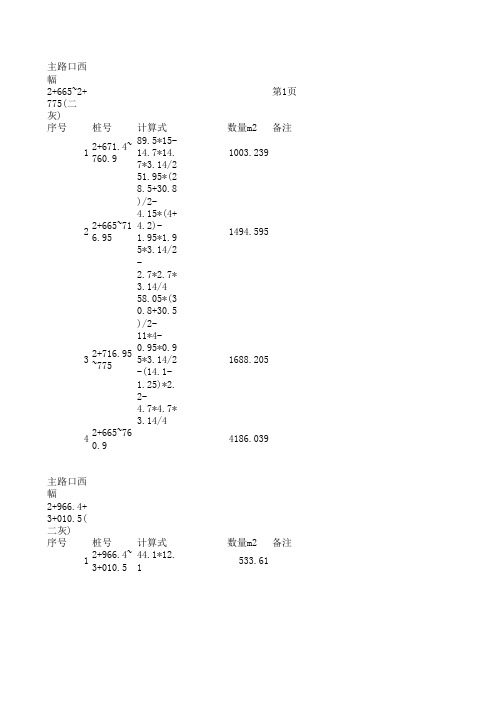 道路工程清单核算表
