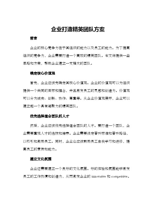 企业打造精英团队方案