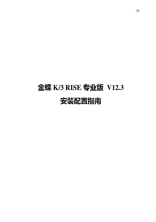 金蝶K3RISE专业版V12.3安装配置指南