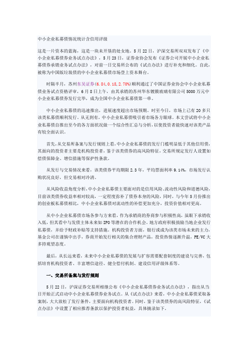 中小企业私募债情况统计含信用评级