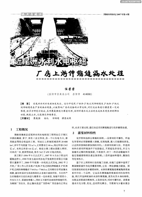 近尾洲水利水电枢纽厂房上游伸缩缝漏水处理
