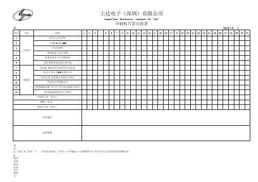 印刷机点检表