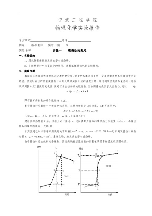 燃烧焓的测定